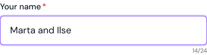 A text field with a character counter showing the typed length over the maximum