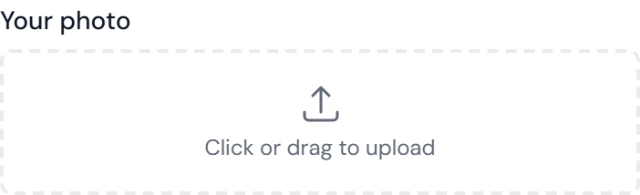 The dashed upload area inviting the shopper to click or drag a photo