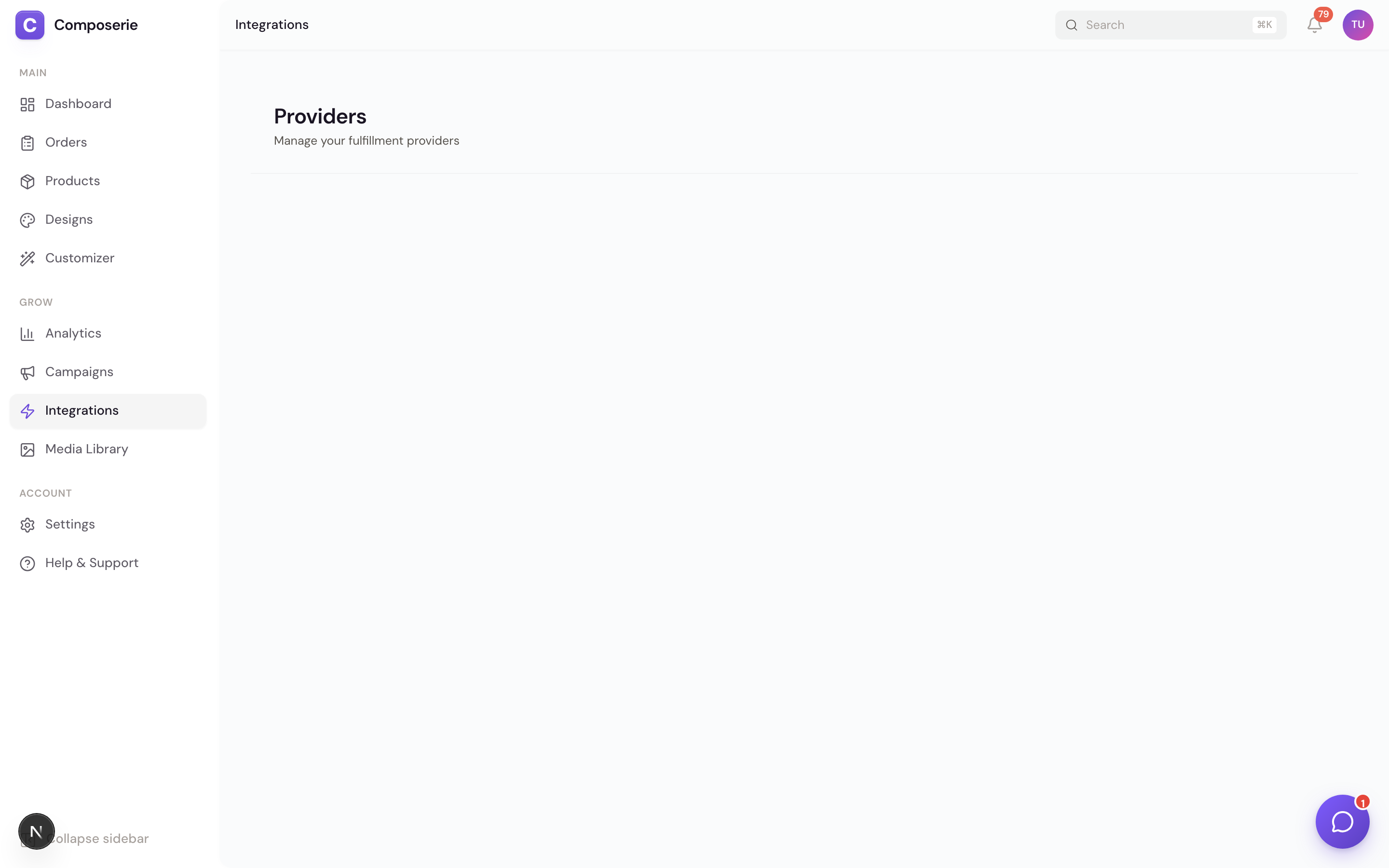 Provider cards showing available and connected states side by side